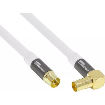 Good Connections GC-M2070 SmartFLEX TV-Winkelantennenkabel - 30 m - IEC Koaxial Stecker gewinkelt auf Buchse - Vierfach geschirmt 120dB 75 Ohm - Vergoldete Anschlüsse - Weiß
