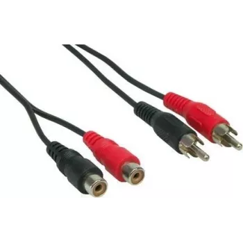 GoodConnections 5m RCA Audio-Verlängerungskabel, 2x RCA Stecker auf 2x RCA Buchse, Stereo, Schwarz AS-5CV2