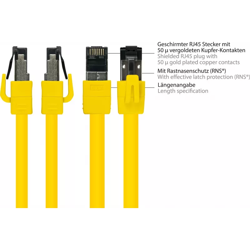 GoodConnections Alcasa Cat8.1 S/FTP Ethernet Patchkabel, RJ45, Gelb, 1,5 m 8080-015Y