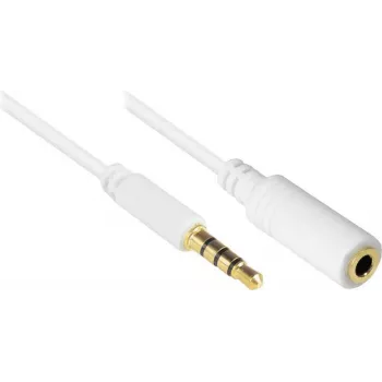 GoodConnections AS-35V4W2 3,5mm 4-poliges Audio-Verlängerungskabel, Stecker auf Buchse, Weiß, 2m