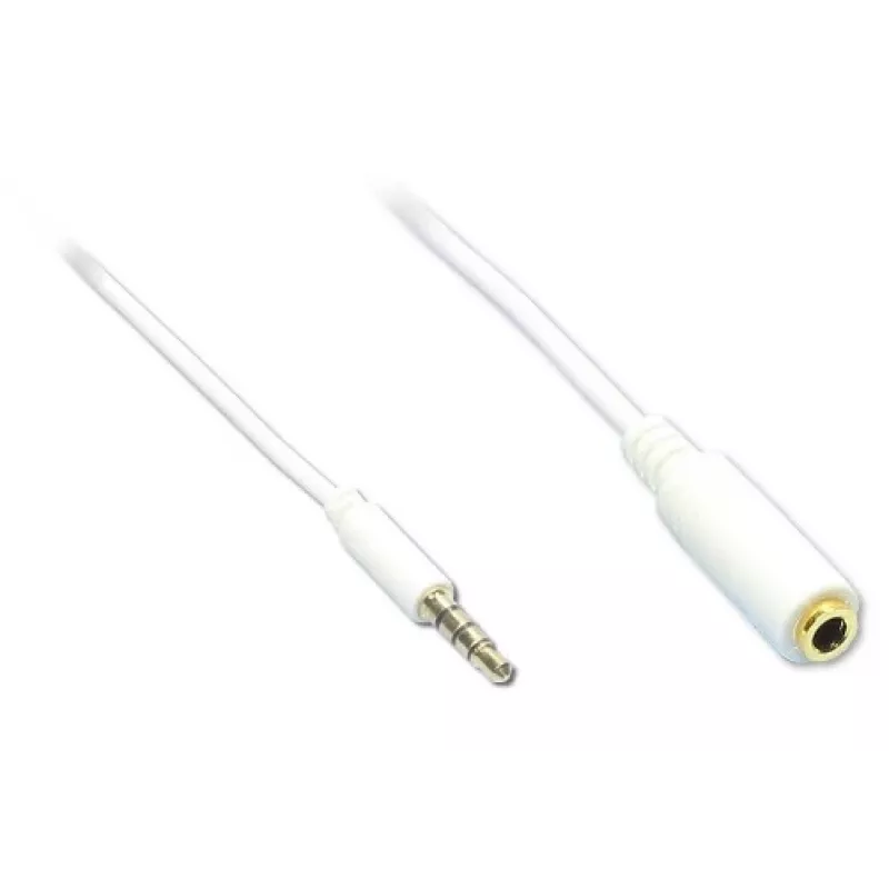 GoodConnections AS-35V4W2 3,5mm 4-poliges Audio-Verlängerungskabel, Stecker auf Buchse, Weiß, 2m
