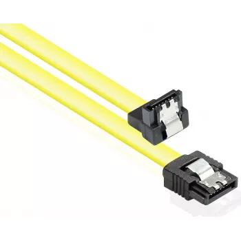 GoodConnections SATA 6 Gb/s Kabel mit Metallklammer, gewinkelt, 0,50 m, Gelb 5047-AW05Y