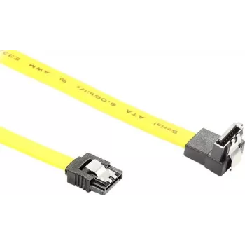 GoodConnections SATA 6 Gb/s Kabel mit Metallklammer, gewinkelt, 0,50 m, Gelb 5047-AW05Y
