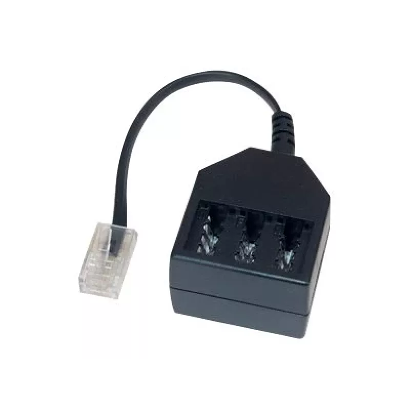 GoodConnections Telefonadapter RJ45 (8P4C) Stecker auf TAE-F Buchse, 20cm, Schwarz T4A-NFF