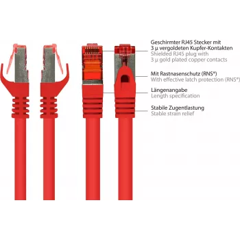 GoodConnections Alcasa 8060-400R Cat6 S/FTP Patchkabel, RJ45 Stecker zu Stecker, 40 m, vergoldet
