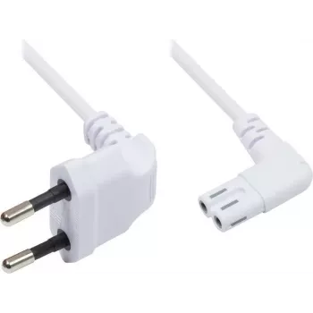 Good Connections Euro-Stromkabel, Eurostecker auf IEC C7 Buchse, beidseitig 90° gewinkelt, Weiß, 0,75 m (1550-ZW007W)