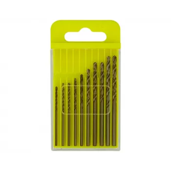 Donau Elektronik HSS-CO-225 HSS-Cobalt Metall-Spiralbohrer-Set, 10-teilig, 1,3–2,5 mm, DIN 338, zylindrischer Schaft