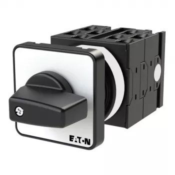 Eaton T0-4-8251/E 2-poliger 3-Positionen ON-OFF-ON Nockenschalter, 20A, 690V, IP65 Front, Schwarzer Griff, Weiße Frontplatte 013971