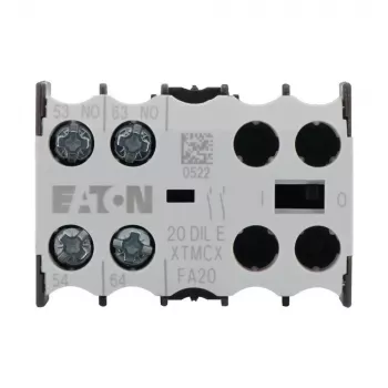 Eaton 20DILE Hilfskontaktblock, 2-polig, 1NO+1NC, Seitenmontage, Schraubklemmen, IP20, Schwarz/Weiß 010208