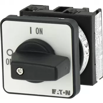 Eaton T0-1-102/E 2-poliger EIN-AUS-Kippschalter, 20A, IP65 Front, schwarzer Griff mit weißer Legendeplatte 088709