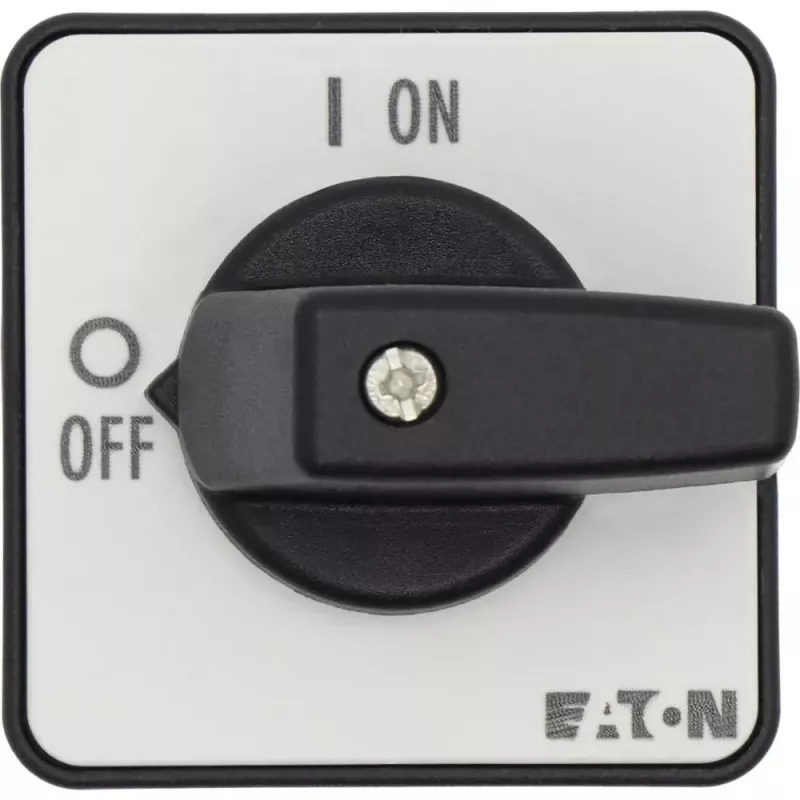 Eaton T0-1-102/E 2-poliger EIN-AUS-Kippschalter, 20A, IP65 Front, schwarzer Griff mit weißer Legendeplatte 088709