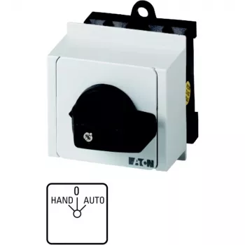 Eaton T0-1-15431/IVS 1-poliger Hauptschalter, 20 A, IP65, Drehgriff, Schwarz/Weiß 026991