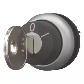Eaton M22-WRS-MS20 Schlüsselbetätigter Wahlschalter-Antrieb, 2-Positionen, Rastend, MS20-Schlüssel, Titan-Metall-Frontring, Schwarz 111779
