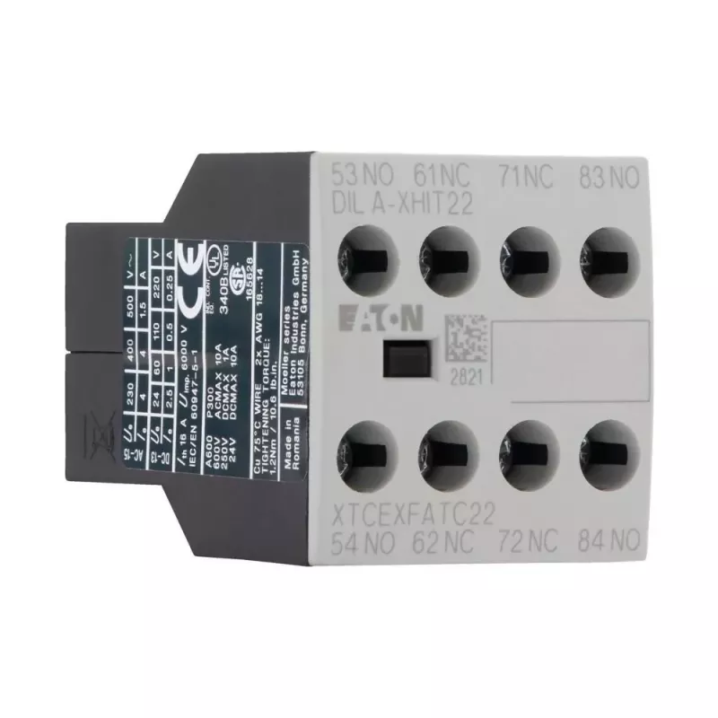Eaton DILA-XHIT22 Hilfskontaktblock, 2NO+2NC, Frontmontage, Schraubklemmen, Schwarz/Weiß 101044