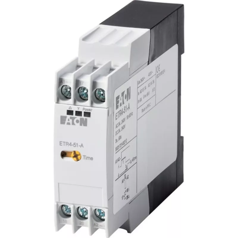 Eaton ETR4-51-A Stern-Dreieck-Zeitrelais, 24-240V AC/DC, 3-60s, 2 CO, DIN-Schiene 031884