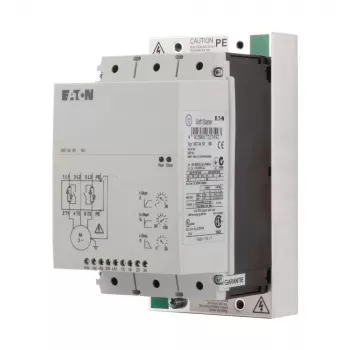 Eaton DS7-340SX041N0-N DS7 Sanftstarter, 41 A, 22 kW bei 400 V, 200–480 V AC, 24 V DC Steuerspannung, integrierter Bypass (134916)