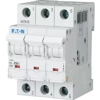 Eaton PXL-C50/3 Leitungsschutzschalter, 3-polig, C-Charakteristik, 50 A, 400 V AC, 10 kA, DIN-Schiene 236431