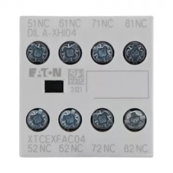 Eaton DILA-XHI04 Hilfskontaktblock, 4-polig, 2NO+2NC, Frontmontage, Schraubklemmen, Schwarz/Weiß 276424