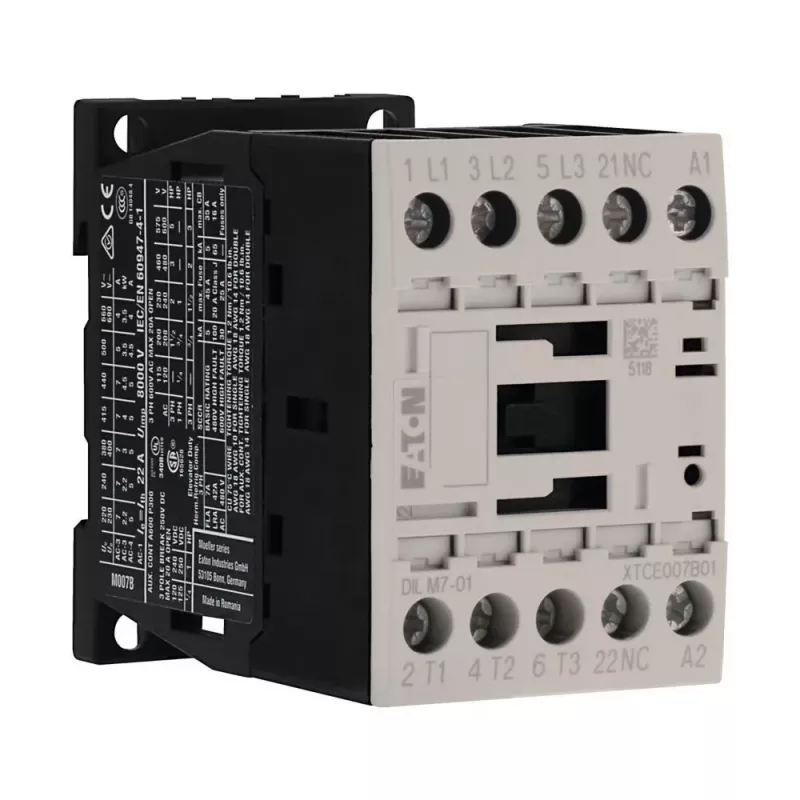 Eaton DILM7-01 Leistungsschütz, 24 V AC Spule, 3-polig, 7 A, 1 NC Hilfskontakt 276572