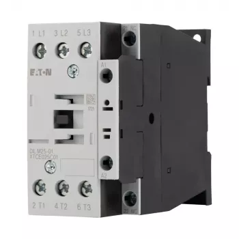 Eaton DILM25-01(RDC24) 3-poliger Schütz, 24 V DC Spule, 25 A AC-3, 1 NC Hilfskontakt, IP00, Schwarz/Weiß 277178