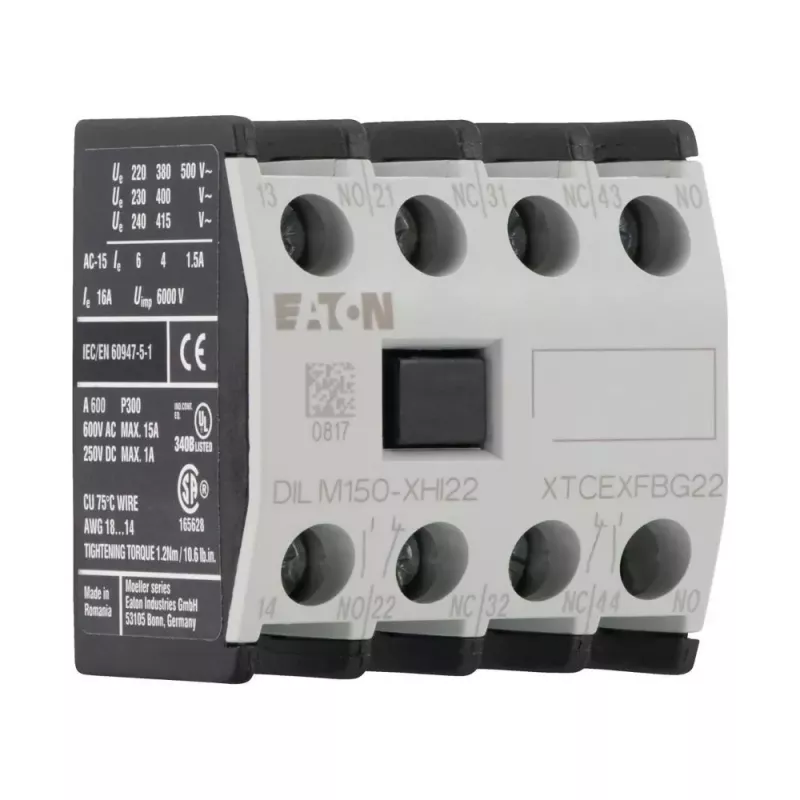 Eaton DILM150-XHI22 Hilfskontaktblock, 2NO+2NC, Frontmontage, Schraubklemmen 277950