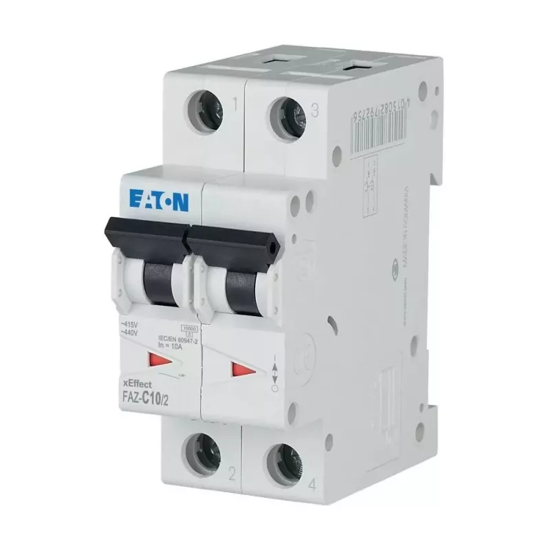 Eaton FAZ-C10/2 Leitungsschutzschalter (MCB), 10 A, 2-polig, Typ C, 400 V AC, 10 kA 278756