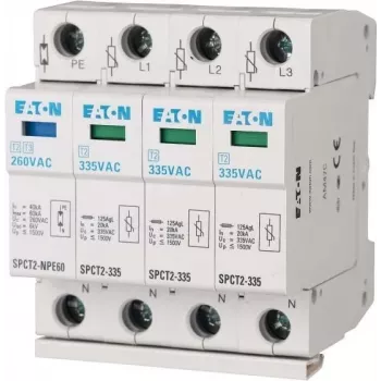 EATON SPCT2-335-3+NPE Typ 2 Überspannungsschutzgerät, 3-Phasen + Neutral + PE, 335 V AC, 40 kA Imax, DIN-Schiene 167622