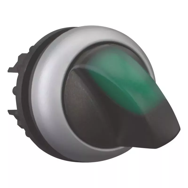 Eaton M22 Drehantrieb, 3-Positionen, rastend, schwarzer Knopf mit silberner Blende 284395