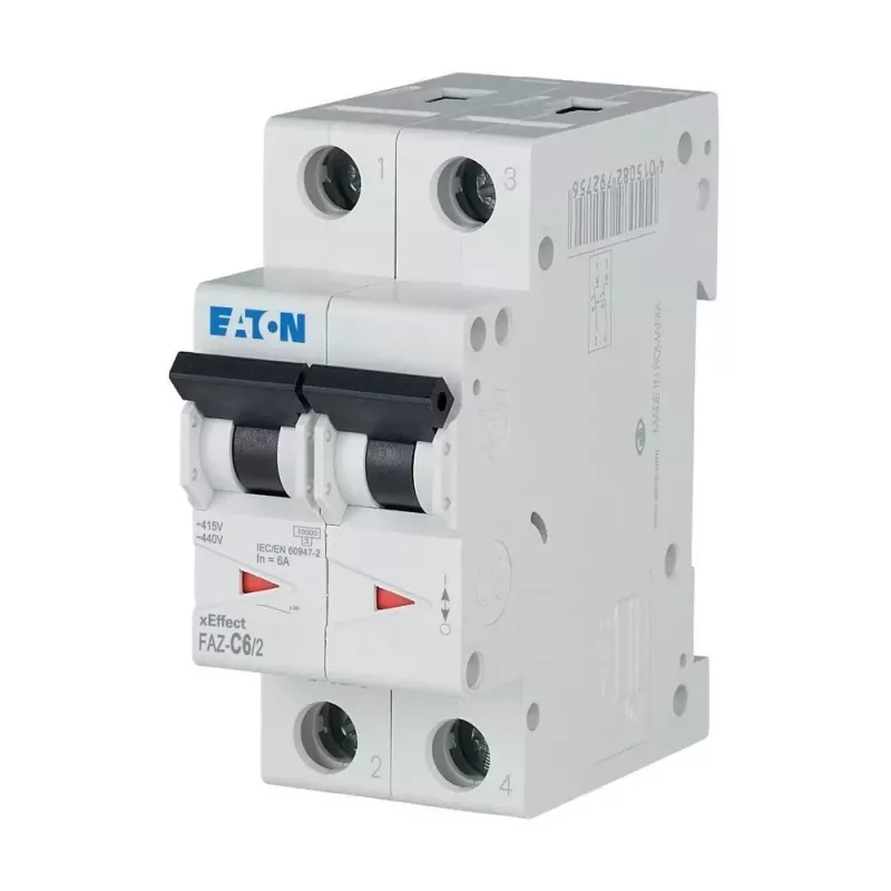 Eaton FAZ-C6/2 Leitungsschutzschalter (MCB), 6 A, 2-polig, Typ C, 10 kA, 230/400 V AC 278754