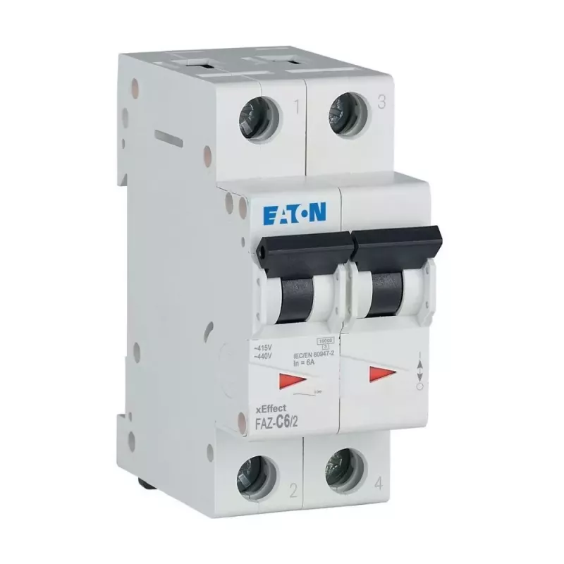 Eaton FAZ-C6/2 Leitungsschutzschalter (MCB), 6 A, 2-polig, Typ C, 10 kA, 230/400 V AC 278754