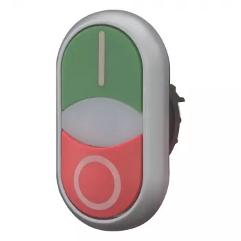 Eaton RMQ-Titan M22-DDLM-GR-X1 Doppel-Drucktaster mit Meldeleuchte, Grün/Rot, weiße LED, 24V AC/DC, 1NO+1NC 284830