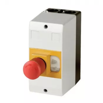 Eaton CI-PKZ01-PVT Aufputz-Steuergehäuse mit Not-Aus-Taster, Polycarbonat, Lichtgrau, IP65, 158 x 80 x 177 mm 281406