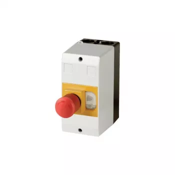Eaton CI-PKZ01-PVT Aufputz-Steuergehäuse mit Not-Aus-Taster, Polycarbonat, Lichtgrau, IP65, 158 x 80 x 177 mm 281406