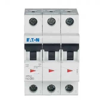 Eaton FAZ-C6/3 6 A 3-poliger Leitungsschutzschalter (MCB) mit C-Charakteristik, 6 kA 278867