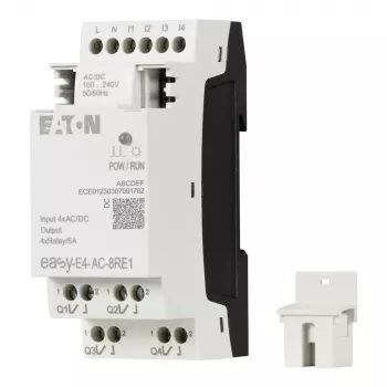 Eaton easyE4 AC-Erweiterungsmodul, 4 digitale Eingänge, 4 Relaisausgänge, 100-240 V AC, DIN-Schiene EASY-E4-AC-8RE1