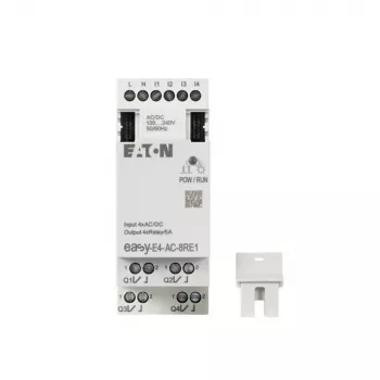Eaton easyE4 AC-Erweiterungsmodul, 4 digitale Eingänge, 4 Relaisausgänge, 100-240 V AC, DIN-Schiene EASY-E4-AC-8RE1