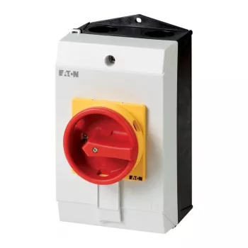 Eaton P1-25/I2-SI 3-poliger Hauptschalter 25 A, roter Griff, gelbe Frontplatte, IP65, Aufputzmontage 207308