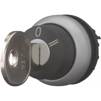 Eaton M22-WRS3 Schlüsselbetätigter Wahlschalter-Antrieb, 3-Positionen Rastend, Kunststoff Schwarzer Frontring, 22,5 mm 216900