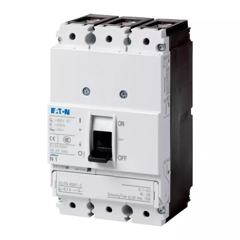 Eaton PN1-63 3-poliger Lasttrennschalter, 63 A, 690 V AC, Frontmontage, Schraubklemmen 259140