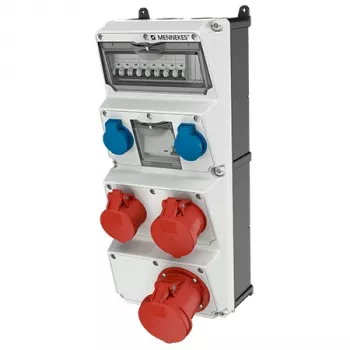 MENNEKES AMAXX Steckdosenkombination 940010 - 32A CEE-Eingang, 6 Steckdosen, FI-/LS-Schutz, IP44