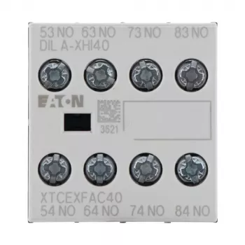 Eaton DILA-XHI40 Hilfskontaktblock, 4 NO, Frontmontage, Schraubklemmen, Schwarz/Weiß 276428