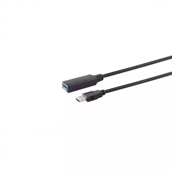 S CONN MAXIMUM CONNECTIVITY Aktives USB 3.0 Verlängerungskabel, USB-C Stecker auf USB-A Buchse, 5 Gbps, 5 m, Schwarz 13-39055