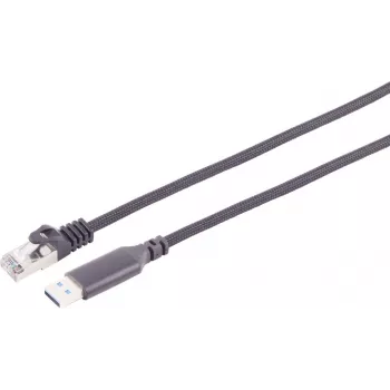 S CONN MAXIMUM CONNECTIVITY USB-A auf RJ45 Gigabit Ethernet Adapterkabel, 5m, Aluminium, Schwarz 14-52055
