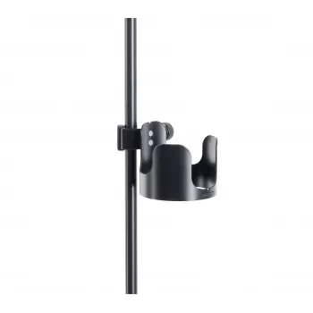 K&M 16018-000-55 Getränkehalter für Ständer, Schraubklemme, passend für Rohre bis 30 mm, hält Becher bis 85 mm, Schwarz