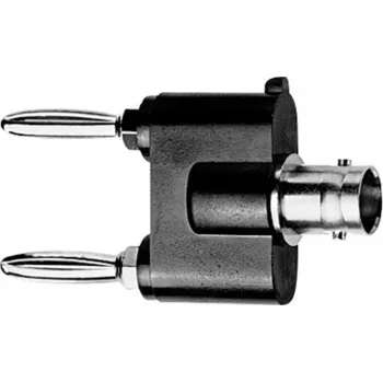 Telegärtner Messadapter BNC-Buchse auf 4 mm Bananenstecker, Schwarz/Silber J01008A0620