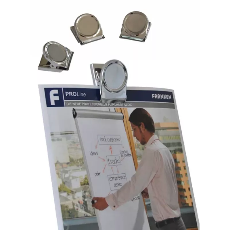 FRANKEN HMC35 Magnetclip, 40 x 35 mm, 500 g Haltekraft, Silber