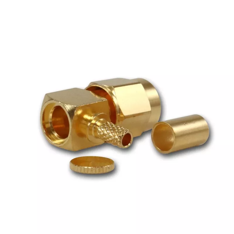 Telegärtner SMA-Winkelstecker Crimp für RG-316, Gold, 5er-Pack (J01150A0071)