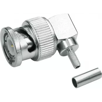 Telegärtner BNC-Winkel-Crimpstecker 75 Ohm für RG-59 B/U, Löt-/Crimp, Stecker, 1 Stück J01002A1356