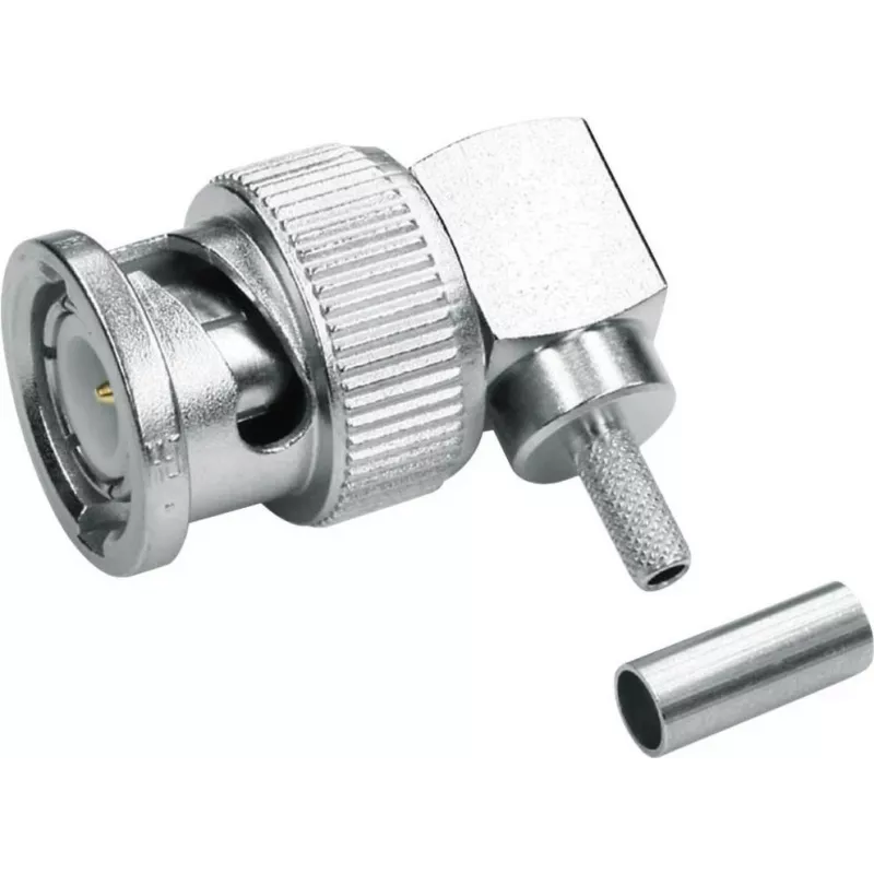 Telegärtner BNC-Winkel-Crimpstecker 75 Ohm für RG-59 B/U, Löt-/Crimp, Stecker, 1 Stück J01002A1356