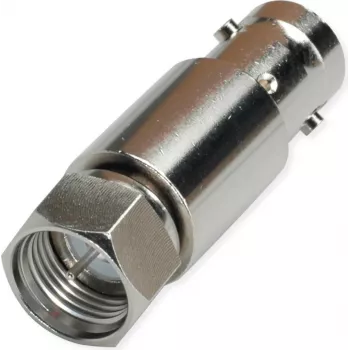 Telegärtner BNC-Buchse auf F-Stecker Koaxialadapter, 75 Ohm, vernickeltes Messing